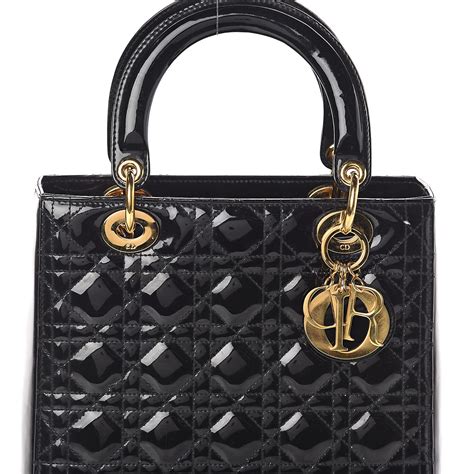 dior patent bag|Medium Lady Dior Bag Black Patent Cannage Calfskin.